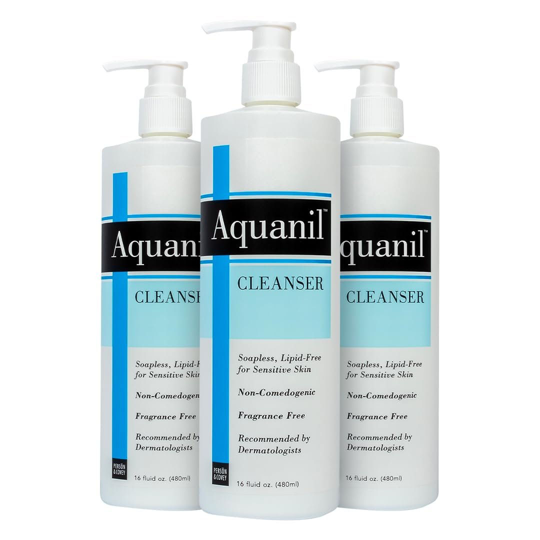Aquanil Cleanser - Lipid-Free Sensitive Skin Cleanser, Non-Comedogenic Gentle Cleanser - Soap Free Cleanser with 7 Ingredients, Fragrance-Free Skin Care Cleanser - 3 Pack, 16 Fl. Oz. Avelisse