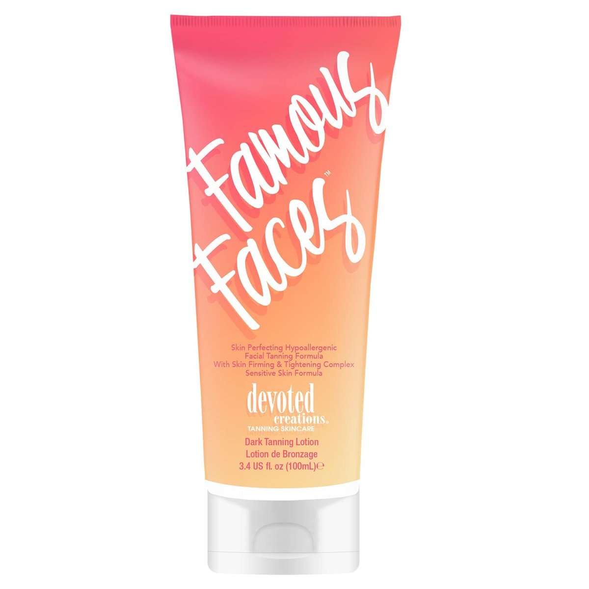 Devoted Creations Famous Faces Skin Perfecting Hypoallergenic Facial Tanning Lotion – 3.4 Fl Oz, Non-Comedogenic Self Tanner for Sensitive & Acne-Prone Skin - görsel 1