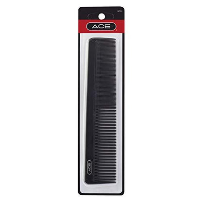 Ace Classic Hair Dressing Comb – 7.5 Inch Black Plastic Comb for Fine, Thick, and All Hair Types