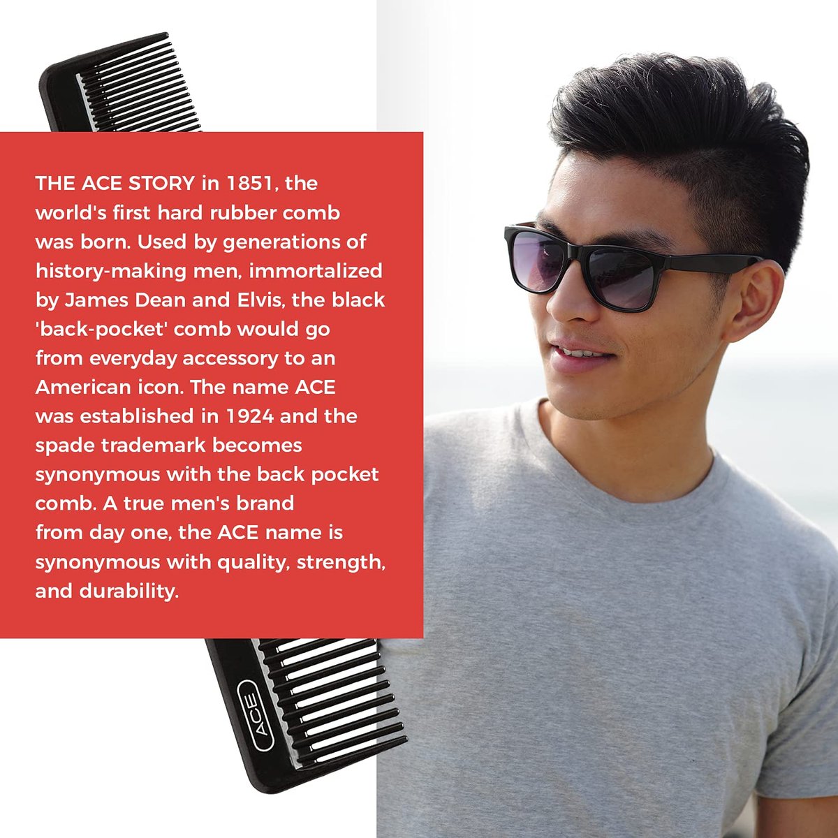 Ace Classic Hair Dressing Comb – 7.5 Inch Black Plastic Comb for Fine, Thick, and All Hair Types - görsel 12