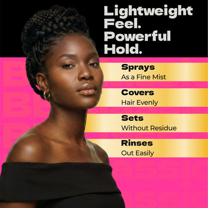 Bronner Bros Pump It Up Gold Styling Spritz – Super Hold Hairspray for Styling & Finishing – Fast-Drying Hair Spray with Silk Amino Acids & Vitamin B5, No Build-Up, Strong Hold for Defined Styles, 8oz