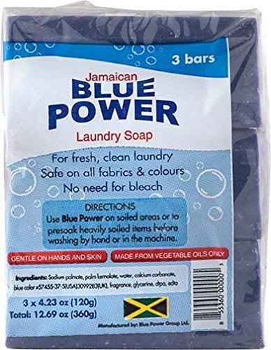 Jamaican Blue Power Laundry Soap, 4.23 oz (Pack of 3) - Traditional Blue Detergent