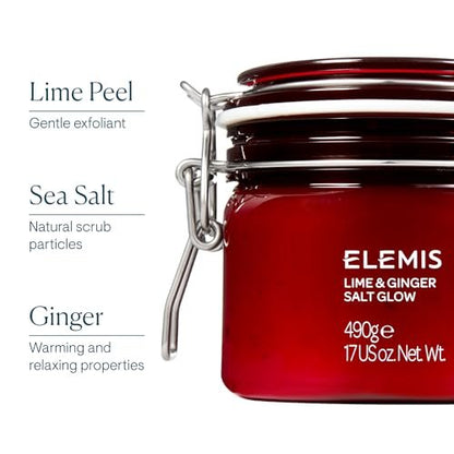 ELEMIS Exotic Lime & Ginger Salt Glow - Invigorating Body Scrub for Silky Smooth Skin, 490g Avelisse