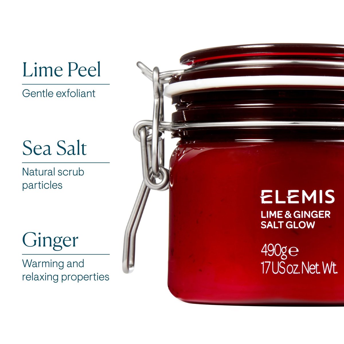 ELEMIS Exotic Lime & Ginger Salt Glow - Invigorating Body Scrub for Silky Smooth Skin, 490g Avelisse