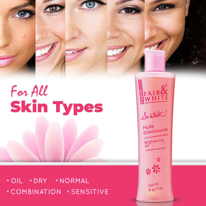 FAIR & WHITE So White Body Oil - Hydrating Formula with Vitamin E, Almond Oil & Lumiskin, 250ml Avelisse