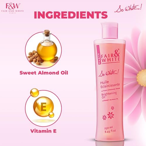 FAIR & WHITE So White Body Oil - Hydrating Formula with Vitamin E, Almond Oil & Lumiskin, 250ml Avelisse
