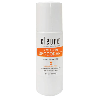 Cleure Natural Roll-On Deodorant for Sensitive Skin - Aluminum Free, Baking Soda Free, Fragrance Free - 24 Hour Odor Control - 3 oz