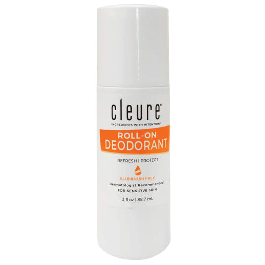 Cleure Natural Roll-On Deodorant for Sensitive Skin - Aluminum Free, Baking Soda Free, Fragrance Free - 24 Hour Odor Control - 3 oz