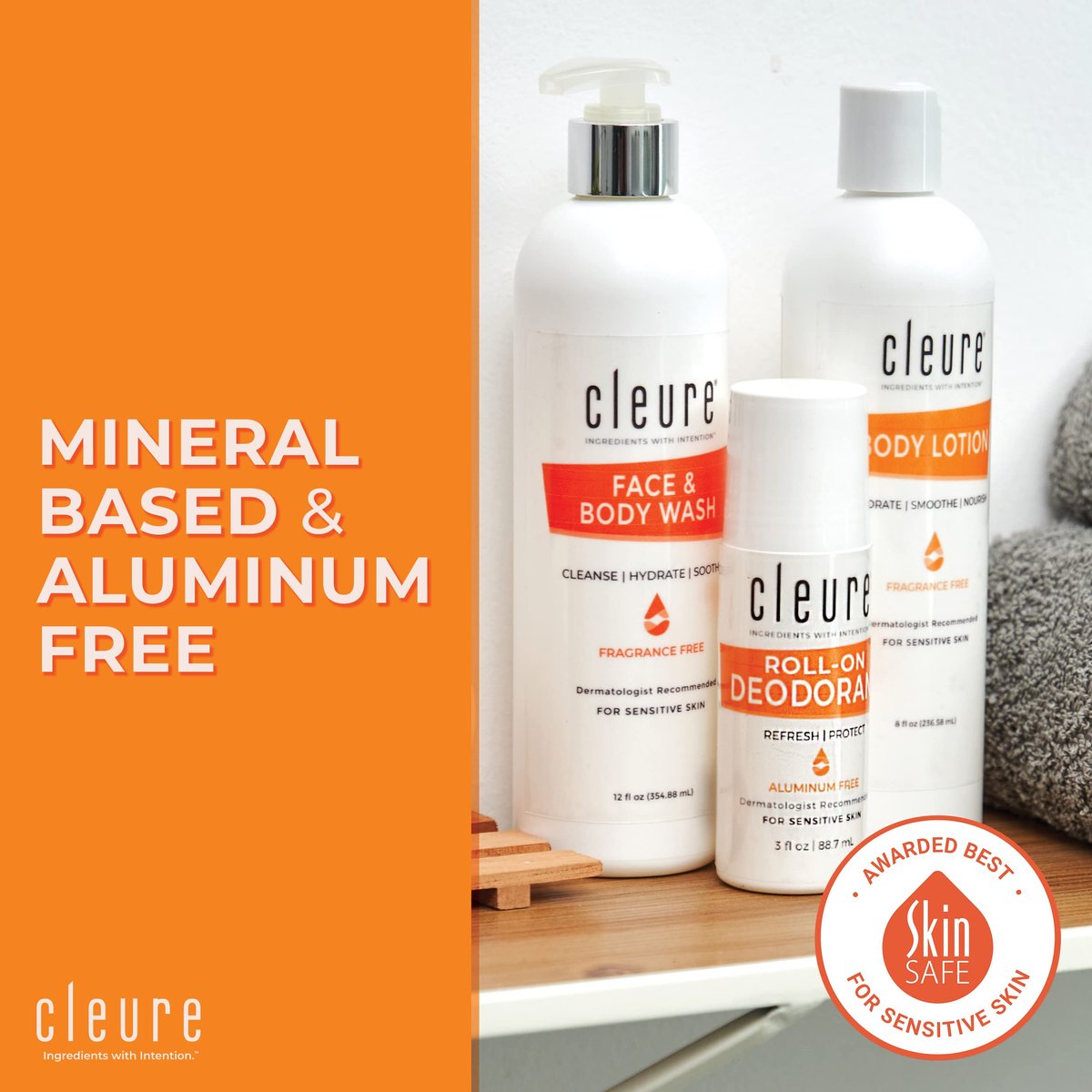 Cleure Natural Roll-On Deodorant for Sensitive Skin - Aluminum Free, Baking Soda Free, Fragrance Free - 24 Hour Odor Control - 3 oz - görsel 7