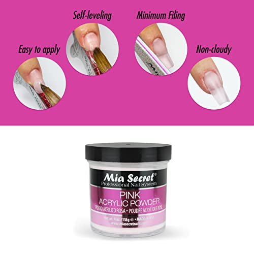 Mia Secret Pink Acrylic Powder 4 oz. - Professional Nail Acrylic System Avelisse