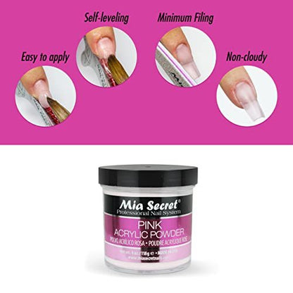 Mia Secret Pink Acrylic Powder 4 oz. - Professional Nail Acrylic System Avelisse