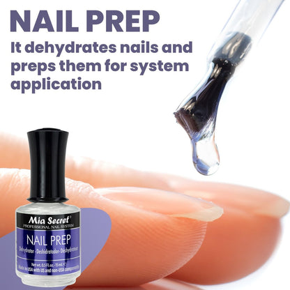 Mia Secret Professional Acid Free Natural Nail Prep Dehydrator, 15ml - Enhanced Bonding for Acrylic and Gel Nail Polish