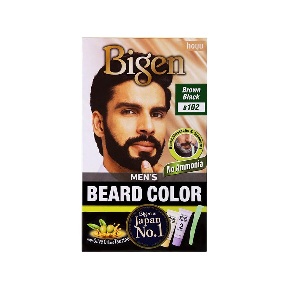 Bigen Men's Beard Color - Brownish Black B102 (40g) | Natural-Looking Beard Dye Avelisse