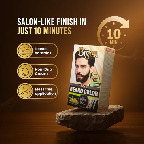 Bigen Men's Beard Color - Brownish Black B102 (40g) | Natural-Looking Beard Dye Avelisse