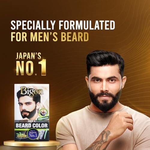 Bigen Men's Beard Color - Brownish Black B102 (40g) | Natural-Looking Beard Dye Avelisse