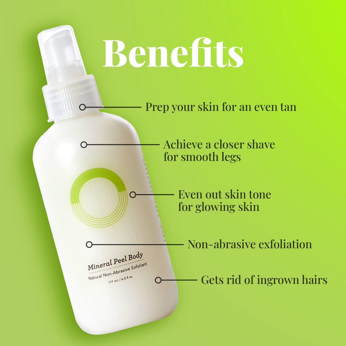 O.R.G. Skincare Mineral Peel Body Scrub - Deep Exfoliating Gel for Glowing & Smooth Skin, 6 oz Avelisse