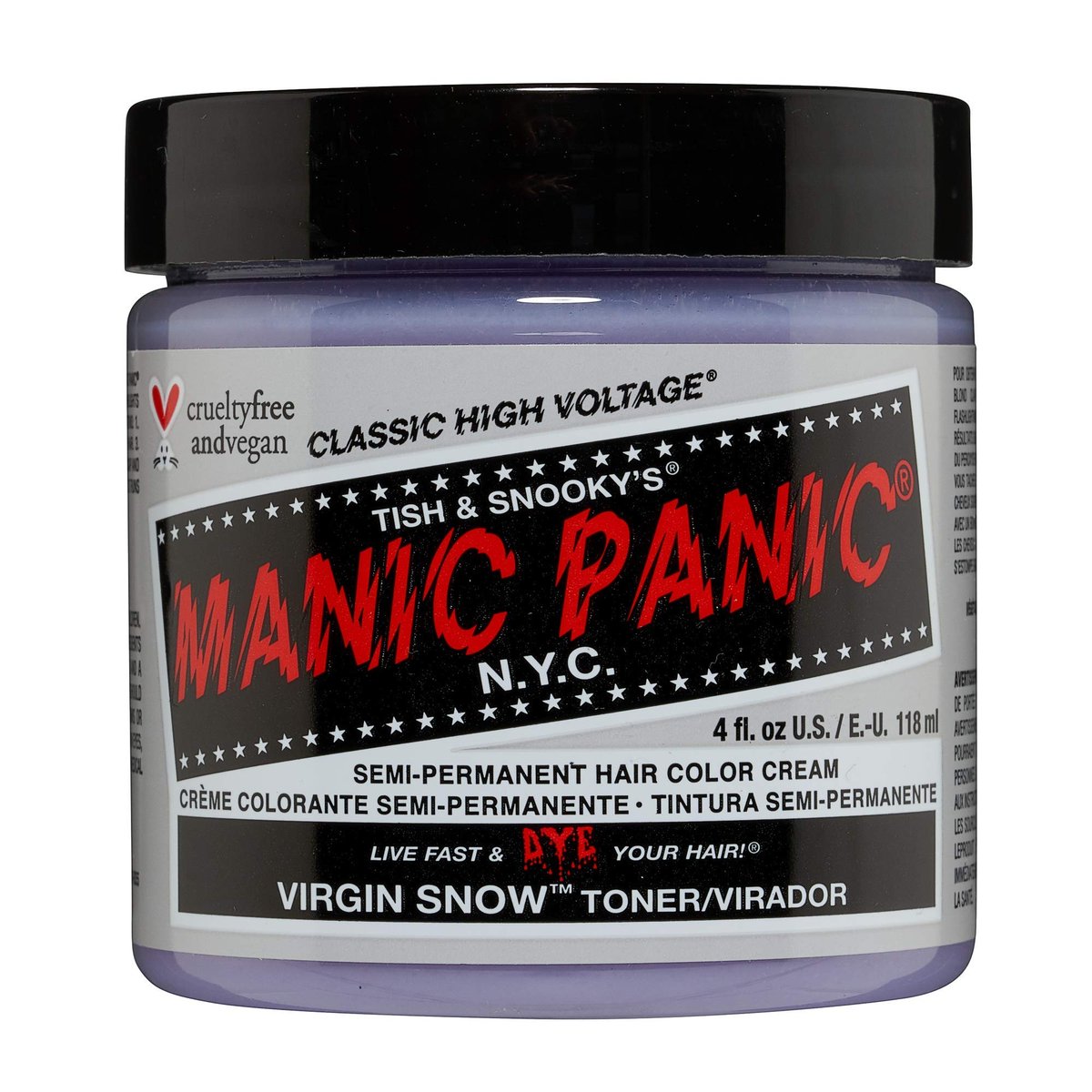 MANIC PANIC Virgin Snow Hair Toner - Semi-Permanent Blue Toner for Blonde & Bleached Hair - Vegan & Cruelty-Free, 4 Fl Oz Avelisse