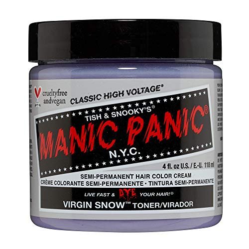 MANIC PANIC Virgin Snow Hair Toner - Semi-Permanent Blue Toner for Blonde & Bleached Hair - Vegan & Cruelty-Free, 4 Fl Oz Avelisse