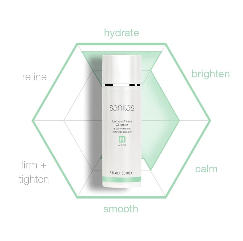 Sanitas Skincare Lemon Cream Cleanser - Enriching Vitamin C, Vitamin E & Jojoba Oil Face Wash (5 fl oz) Avelisse