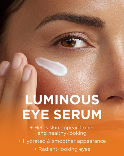 Andalou Naturals Luminous Eye Serum - Illuminating Under Eye Moisturizer for Dark Circles and Puffiness - With Vitamin C & Caffeine - 0.6 Oz