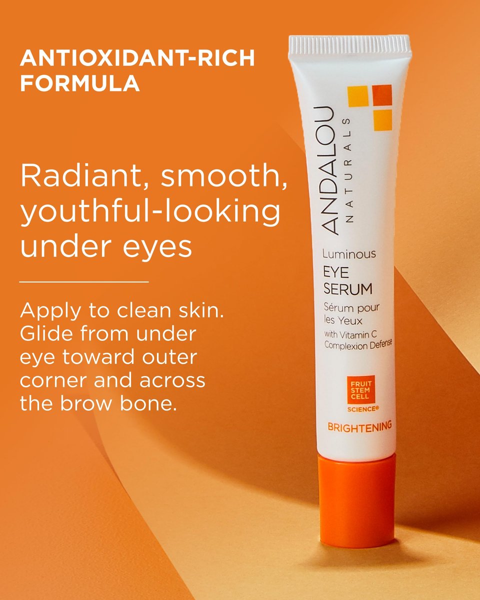Andalou Naturals Luminous Eye Serum - Illuminating Under Eye Moisturizer for Dark Circles and Puffiness - With Vitamin C & Caffeine - 0.6 Oz - görsel 7