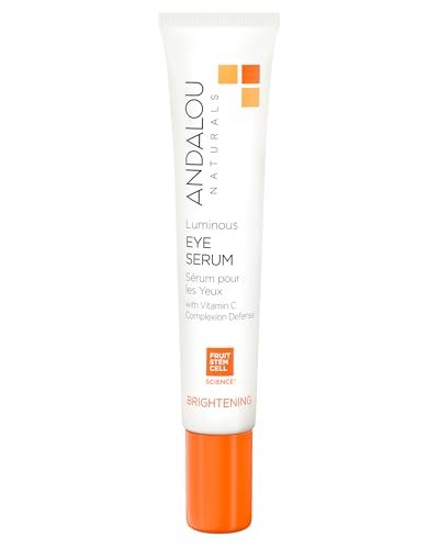 Andalou Naturals Luminous Eye Serum - Illuminating Under Eye Moisturizer for Dark Circles and Puffiness - With Vitamin C & Caffeine - 0.6 Oz