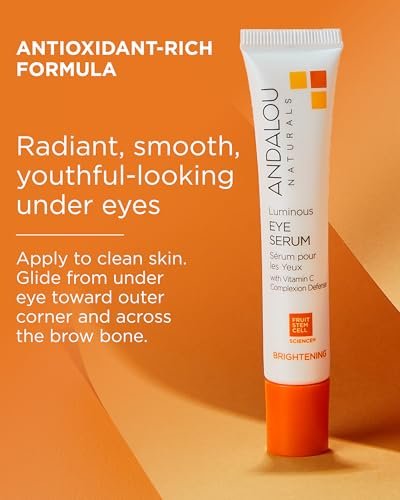 Andalou Naturals Luminous Eye Serum - Illuminating Under Eye Moisturizer for Dark Circles and Puffiness - With Vitamin C & Caffeine - 0.6 Oz - görsel 8