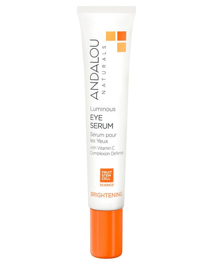 Andalou Naturals Luminous Eye Serum - Illuminating Under Eye Moisturizer for Dark Circles and Puffiness - With Vitamin C & Caffeine - 0.6 Oz