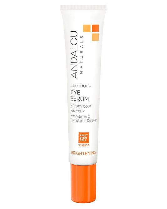Andalou Naturals Luminous Eye Serum - Illuminating Under Eye Moisturizer for Dark Circles and Puffiness - With Vitamin C & Caffeine - 0.6 Oz