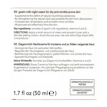 Ziaja Goat's Milk Night Cream - Nourishing Face Cream for Overnight Repair