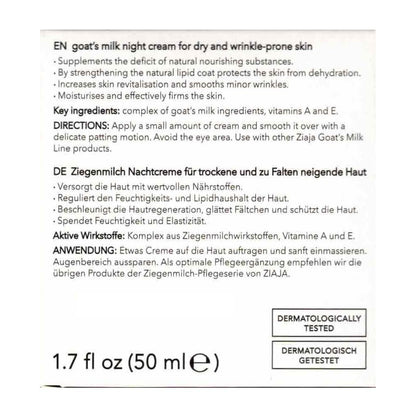 Ziaja Goat's Milk Night Cream - Nourishing Face Cream for Overnight Repair