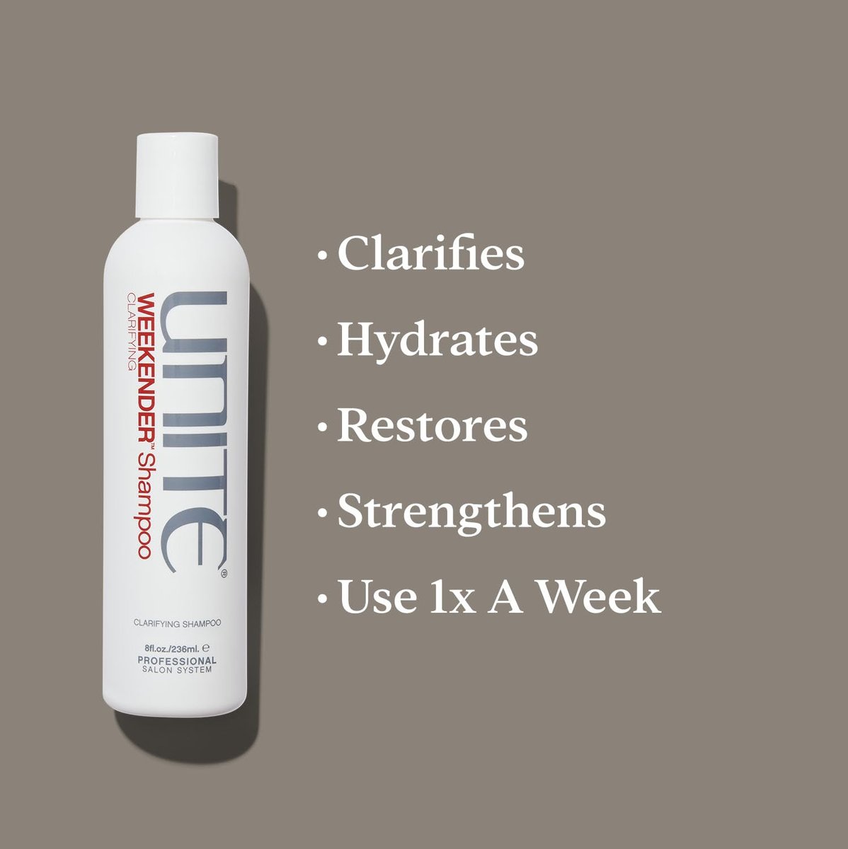 UNITE Hair WEEKENDER Shampoo – Gentle Clarifying Cleanser for Build-Up Removal & Shine Restoration – Non-Stripping Weekly Reset – 8 Fl Oz Avelisse