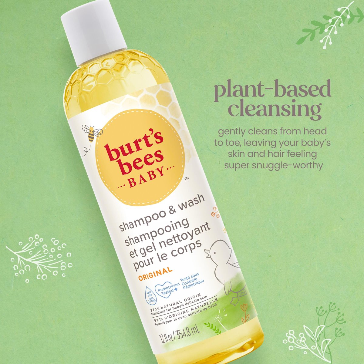 Burt's Bees Baby Shampoo & Wash, Tear Free, Original, 12 Ounce (Pack of 3) Avelisse