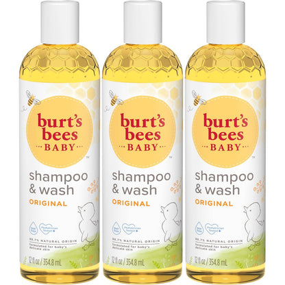 Burt's Bees Baby Shampoo & Wash, Tear Free, Original, 12 Ounce (Pack of 3) Avelisse