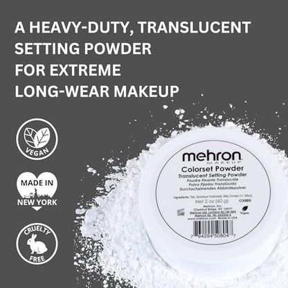 Mehron Makeup Colorset Powder – Translucent Setting Powder for Special Effects, Halloween & Film – 2 oz (60 g) Avelisse