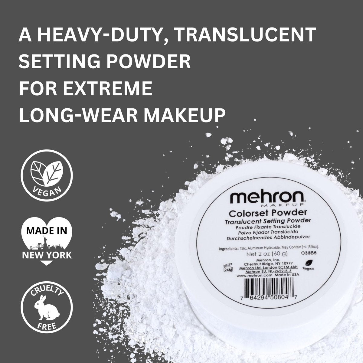 Mehron Makeup Colorset Powder – Translucent Setting Powder for Special Effects, Halloween & Film – 2 oz (60 g) Avelisse