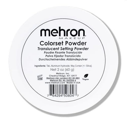 Mehron Makeup Colorset Powder – Translucent Setting Powder for Special Effects, Halloween & Film – 2 oz (60 g) Avelisse