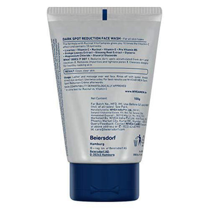 NIVEA Men Dark Spot Reduction Face Wash with 10x Whitening, 100ml