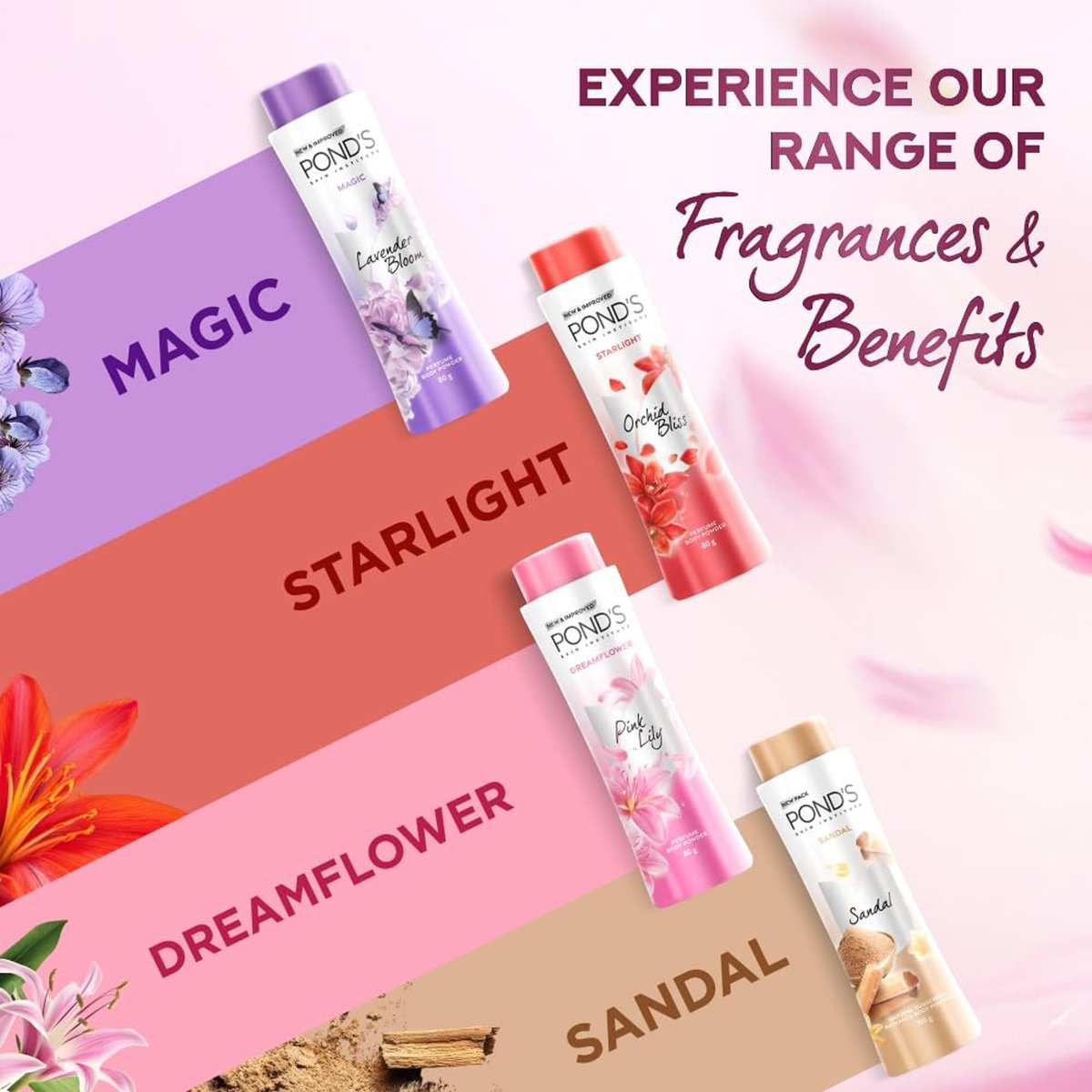 Pond's Dream Flower Magic Talc - 80g (3.52 oz) Dusting Powder for Soft, Fragrant Skin - görsel 17