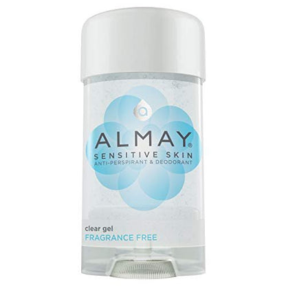 Almay Sensitive Skin Clear Gel Antiperspirant & Deodorant, Fragrance Free, 2.25 oz (Pack of 4)