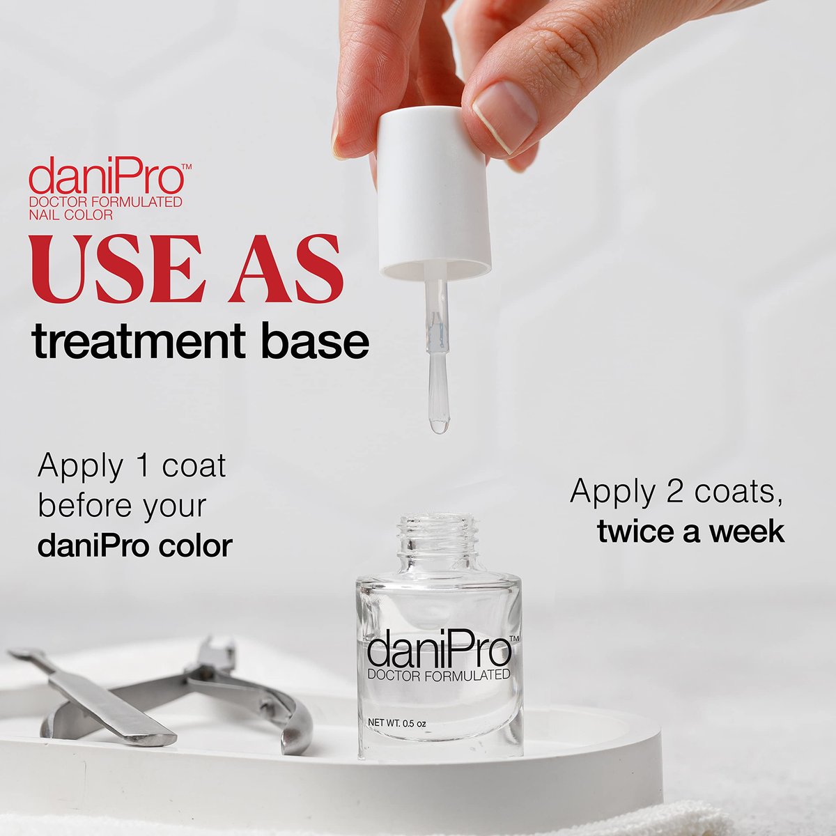 daniPro Doctor-Formulated Clear Base Coat Nail Polish – Strengthening Base Coat with Undecylenic Acid, Biotin & Vitamins for Healthier Nails (0.5 oz, Made in USA) Avelisse