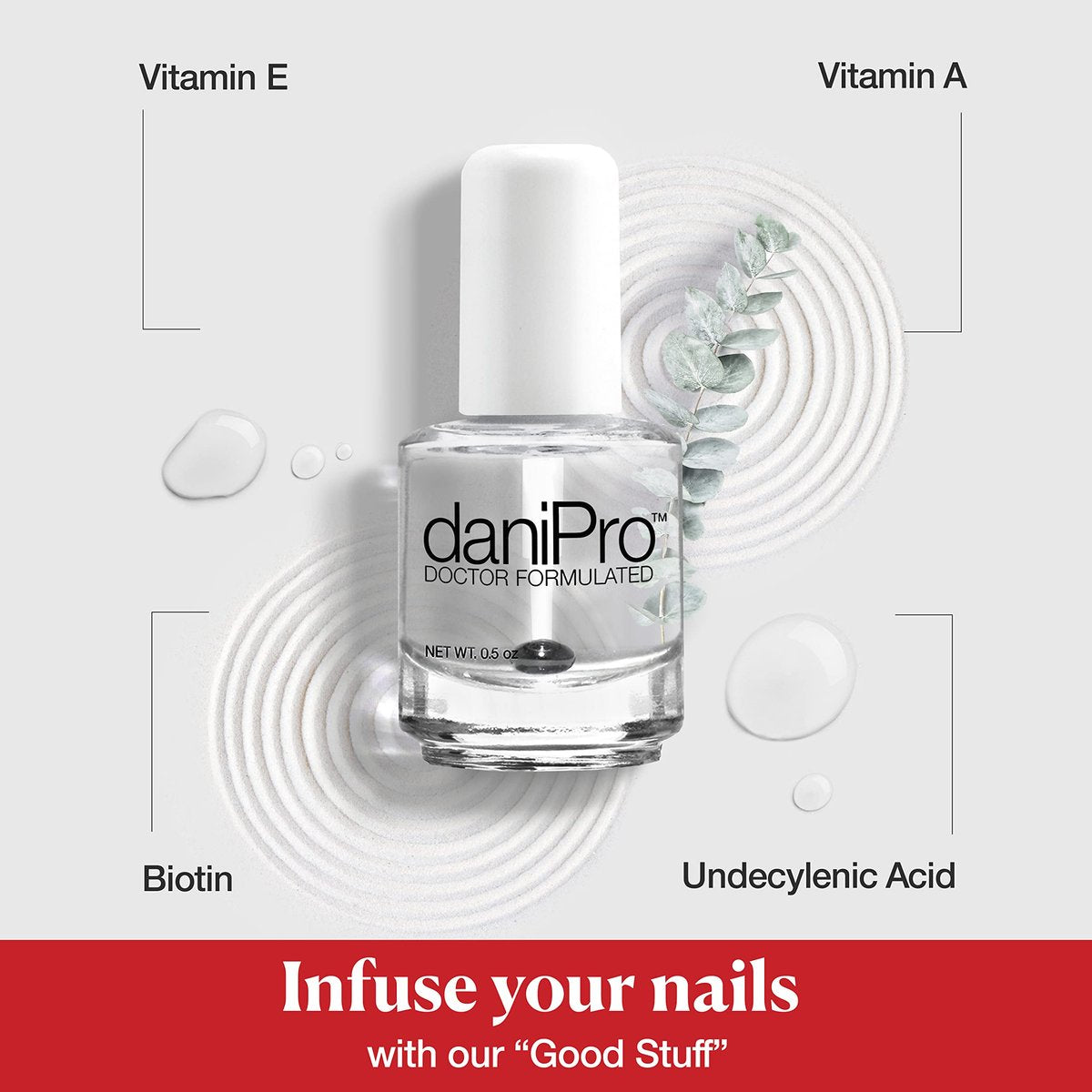 daniPro Doctor-Formulated Clear Base Coat Nail Polish – Strengthening Base Coat with Undecylenic Acid, Biotin & Vitamins for Healthier Nails (0.5 oz, Made in USA) Avelisse
