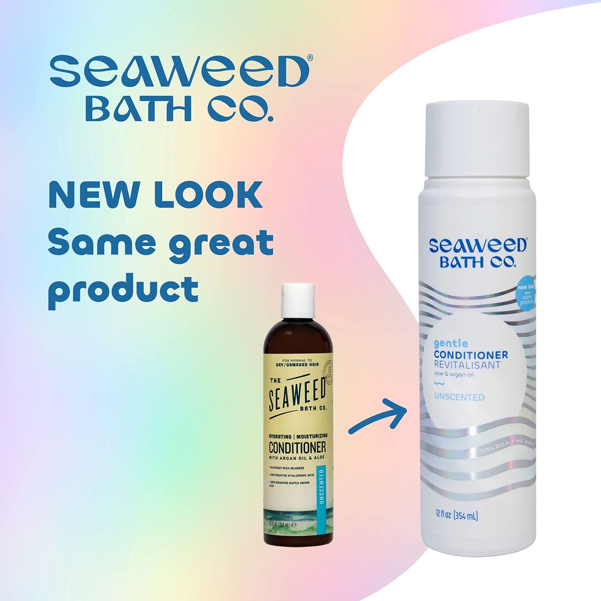 Unscented Gentle Conditioner with Seaweed, Aloe & Argan Oil – 12 oz – The Seaweed Bath Co. Avelisse