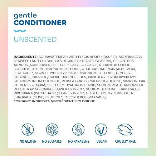 Unscented Gentle Conditioner with Seaweed, Aloe & Argan Oil – 12 oz – The Seaweed Bath Co. Avelisse