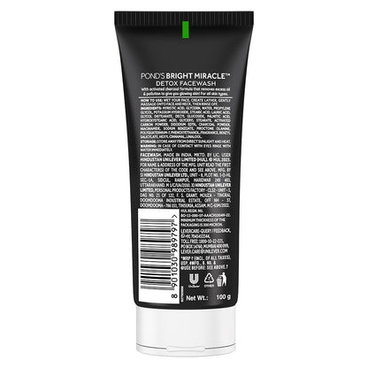 POND'S Bright Miracle Activated Charcoal Face Wash, 100g - Deep Clean & Brighten
