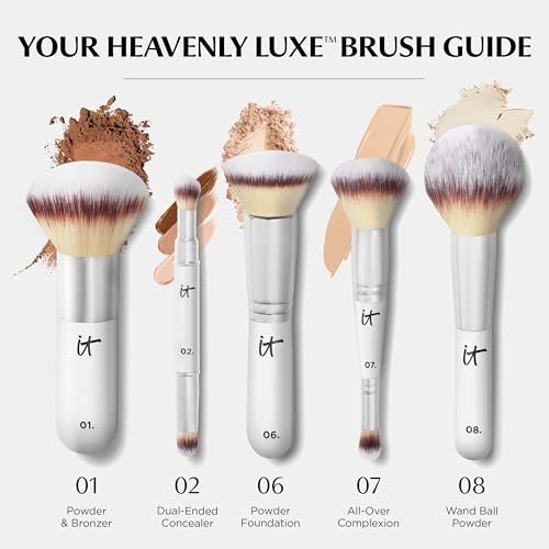 IT Cosmetics Heavenly Luxe Complexion Perfection Brush #7 - Dual-Ended Premium Makeup Brush for Foundation, Concealer & Contour, Ultra-Soft Synthetic Fibers, Airbrush Finish, Pro-Hygienic, Cruelty-Free Avelisse
