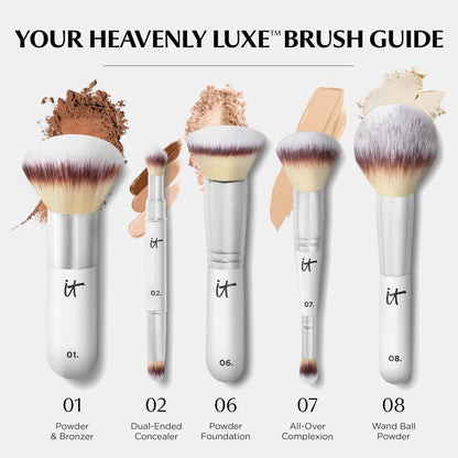 IT Cosmetics Heavenly Luxe Complexion Perfection Brush #7 - Dual-Ended Premium Makeup Brush for Foundation, Concealer & Contour, Ultra-Soft Synthetic Fibers, Airbrush Finish, Pro-Hygienic, Cruelty-Free Avelisse