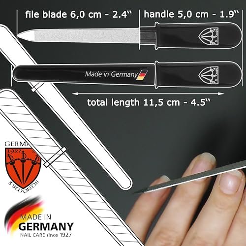 3 Swords Germany Double Sided Sapphire Metal Pocket Nail File – Fine & Coarse – Made in Solingen, Germany - görsel 6