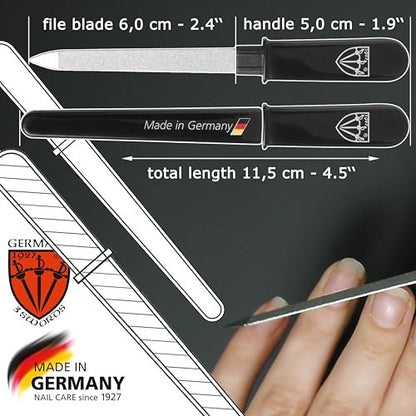 3 Swords Germany Double Sided Sapphire Metal Pocket Nail File – Fine & Coarse – Made in Solingen, Germany