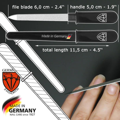 3 Swords Germany Double Sided Sapphire Metal Pocket Nail File – Fine & Coarse – Made in Solingen, Germany